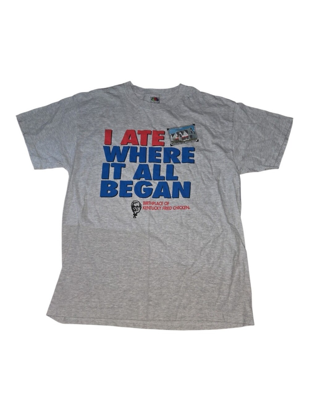 Kentucky Fried Chicken 'I Ate Where It All Began' Gray Graphic Tee Size L